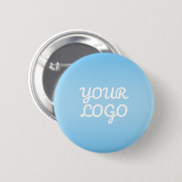 Jouw Logo & Modern Eenvoudig Ombre | Lichtblauw Ronde Button 5,7 Cm