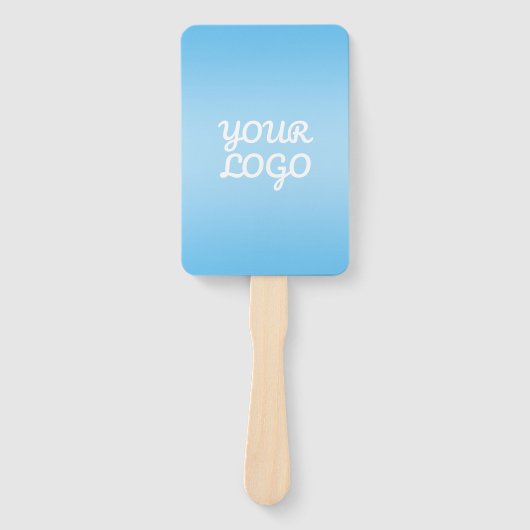 Jouw Logo & Modern Sober Ombre | Lichtblauw Handwaaier (Voorkant)