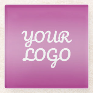 Jouw Logo & Modern Sober Ombre Paars Glazen Onderzetter