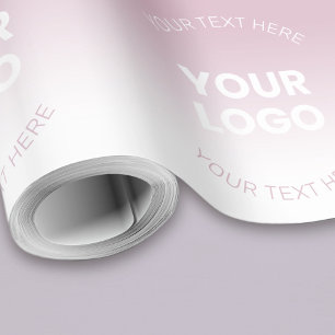 Jouw Logo Modern Stof Roze & Witte Ombre Cadeaupapier