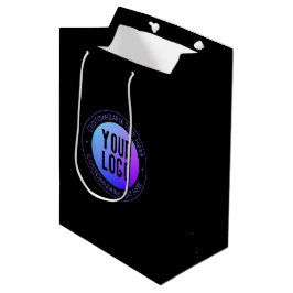 Jouw logo & moderne blauwe en paarse ombre-gradiën medium cadeauzakje