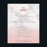 jouw logo op roze marmer en nepgloei flyer<br><div class="desc">schoonheidssalon professionele visagist flyer</div>