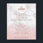 jouw logo op roze marmer en nepgloei flyer<br><div class="desc">schoonheidssalon professionele visagist flyer</div>