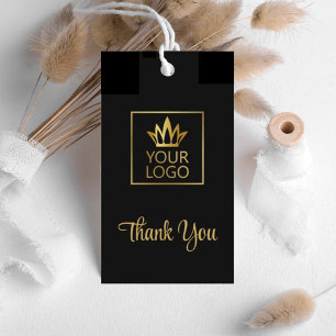 Jouw logo op zwarte bedankkaart cadeaulabel
