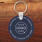 Jouw Logo | Promotie van de Navy Blue Business-web Sleutelhanger (Voorkant)