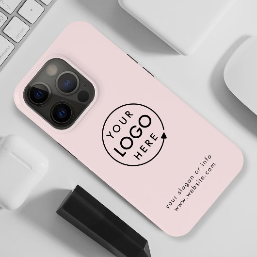 Jouw Logo | Roze Blush Business Modern iPhone Hoesje