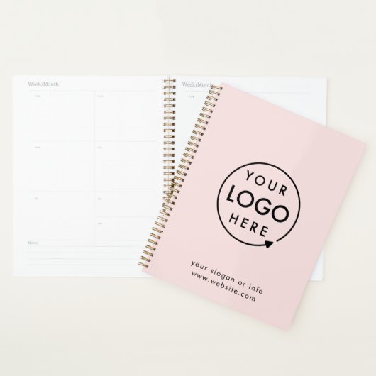 Jouw Logo | Roze minimalistisch bedrijfsmatig bedr Planner (Display)