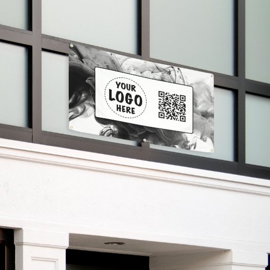 Jouw Logo Smokey Gothic Monochrome Spandoek (Buitenkant Gebouw)