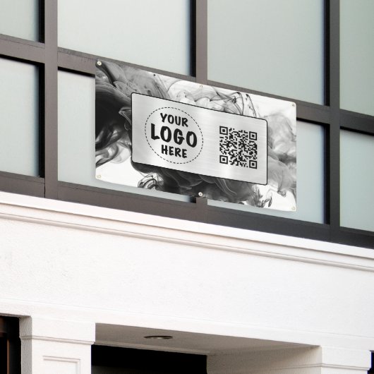 Jouw Logo Smokey Gothic Monochrome Spandoek (Buitenkant Gebouw)