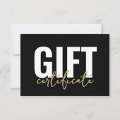 Jouw Logo Zwart Goud Zakelijk Cadeaubon Kaart (Voorkant)