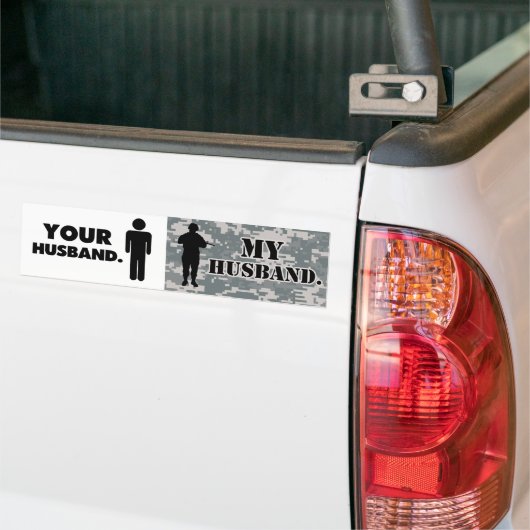 Jouw man, mijn man militaire vrouw bumpersticker (Op Truck)