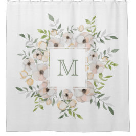 Jouw monogram in een bloem kader douchegordijn