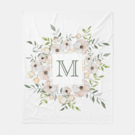 Jouw monogram in een bloemenframe fleece dekens