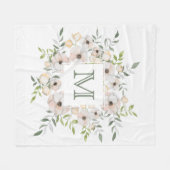 Jouw monogram in een bloemenframe fleece dekens (Voorkant (Horizontaal))