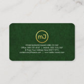 Jouw monogram op luxe groene grunge visitekaartje (Achterkant)
