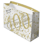 Jouw naam - 100 jaar honderdjarig goud/wit groot cadeauzakje (Achterkant Gekanteld)