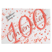 Jouw naam - 100 jaar honderdjarig koraal/wit groot cadeauzakje (Achterkant)