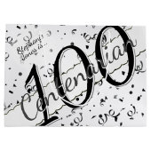 Jouw naam - 100 jaar honderdjarig zwart/wit groot cadeauzakje (Achterkant)
