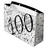 Jouw naam - 100 jaar honderdjarig zwart/wit groot cadeauzakje (Achterkant Gekanteld)