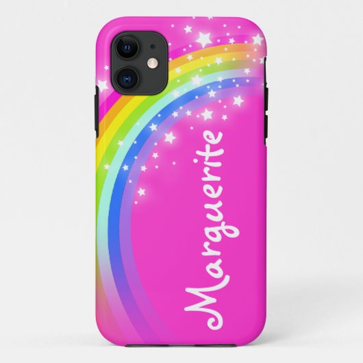 Jouw naam (10 letters) regenboogroze ifoon Case-Mate iPhone case (Achterkant)
