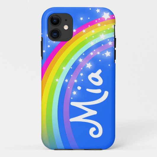 "Jouw naam" (3 letters) regenboog blauwe iphone ho Case-Mate iPhone Case (Achterkant)