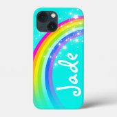 Jouw naam 4 letter regenboogaqua Case-Mate iPhone case (Achterkant)