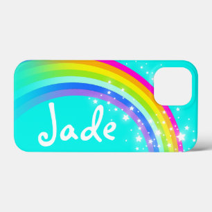 Jouw naam 4 letter regenboogaqua Case-Mate iPhone case