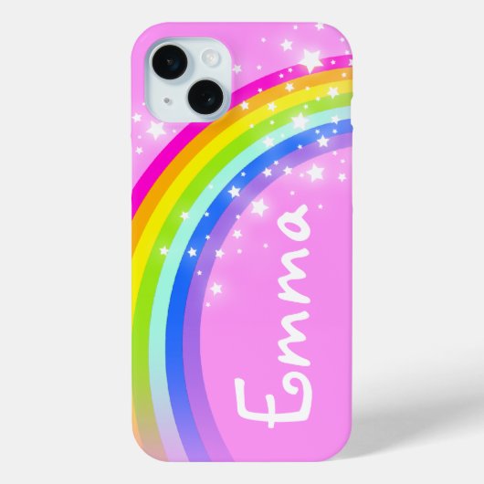 Jouw naam 4-letter regenbooglichtroze Case-Mate iPhone case (Achterkant)