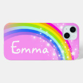 Jouw naam 4-letter regenbooglichtroze Case-Mate iPhone case (Achterkant (horizontaal))