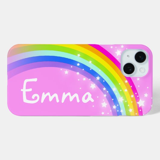 Jouw naam 4-letter regenbooglichtroze Case-Mate iPhone case (Achterkant (horizontaal))