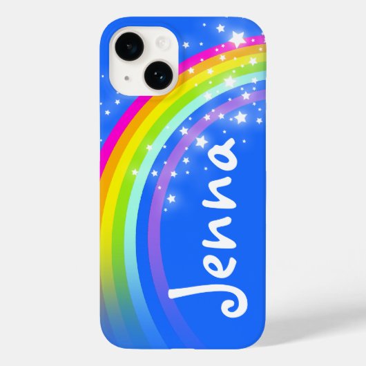 Jouw naam 5 letter regenboog blauw Case-Mate iPhone case (Achterkant)