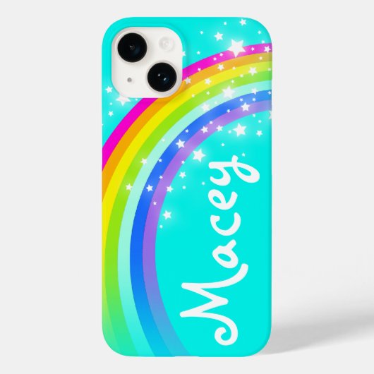 Jouw naam 5 letter regenboogaqua Case-Mate iPhone case (Achterkant)