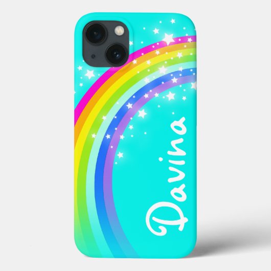 Jouw naam 6 letter regenboogaqua Case-Mate iPhone case (Achterkant)