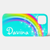 Jouw naam 6 letter regenboogaqua Case-Mate iPhone case (Achterkant (horizontaal))