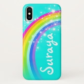 Jouw naam 6 letter regenboogaqua iphone case (Achterkant)