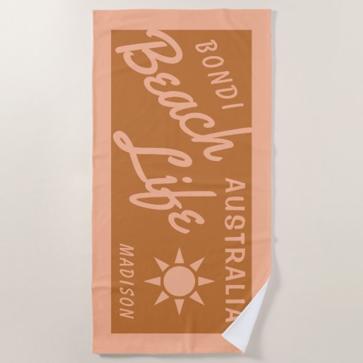 jouw naam, aangepaste badhanddoek op uw strand (Voorkant)