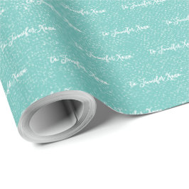 Jouw naam aangepaste Blauwgroen stand-by Cadeaupapier
