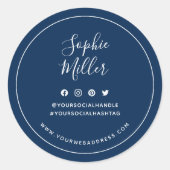 Jouw naam aangepaste kleuren sociale media toevoeg ronde sticker (Voorkant)