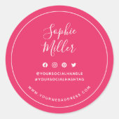 Jouw naam aangepaste kleuren sociale media toevoeg ronde sticker (Voorkant)