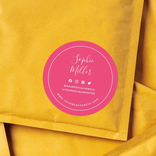 Jouw naam aangepaste kleuren sociale media toevoeg ronde sticker