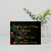 (jouw naam aanpassen) Vrolijk kerstfeest & Happy N Folie Feestdagen Briefkaart (Staand Voorkant)