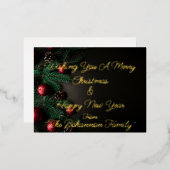 (jouw naam aanpassen) Vrolijk kerstfeest & Happy N Folie Feestdagen Briefkaart (Voorkant / Achterkant)