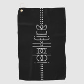 Jouw naam als Alien Glyphs Unique Black Golfhanddoek (Voorkant)