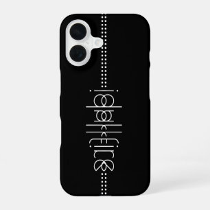 Jouw naam als Alien Glyphs Unique Black iPhone 16 Hoesje