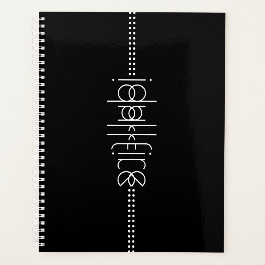 Jouw naam als Alien Glyphs Unique Black Planner (Voorkant)