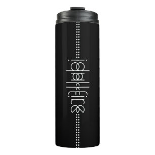 Jouw naam als Alien Glyphs Unique Black Thermosbeker