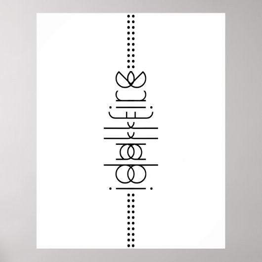 Jouw naam als Alien Glyphs Unique White Poster (Voorkant)