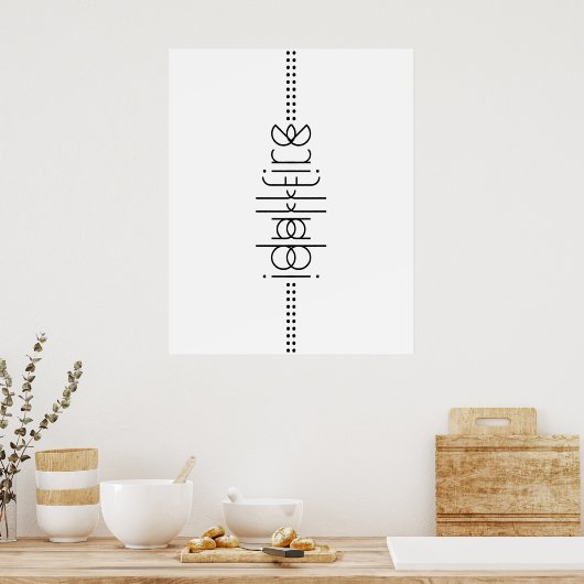 Jouw naam als Alien Glyphs Unique White Poster (Keuken)