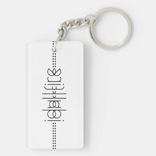 Jouw naam als Alien Glyphs Unique White Sleutelhanger (achterkant)