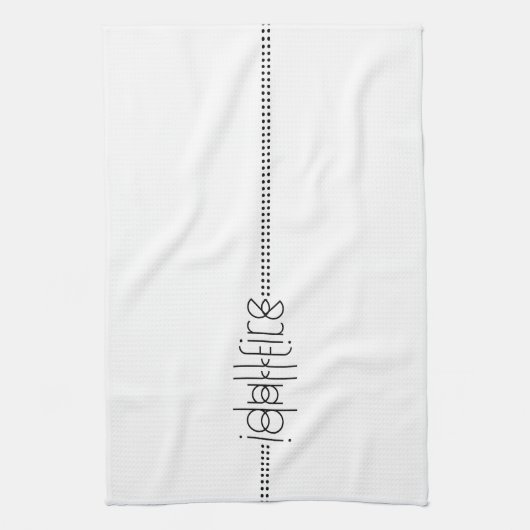 Jouw naam als Alien Glyphs Unique White Theedoek (Verticaal)